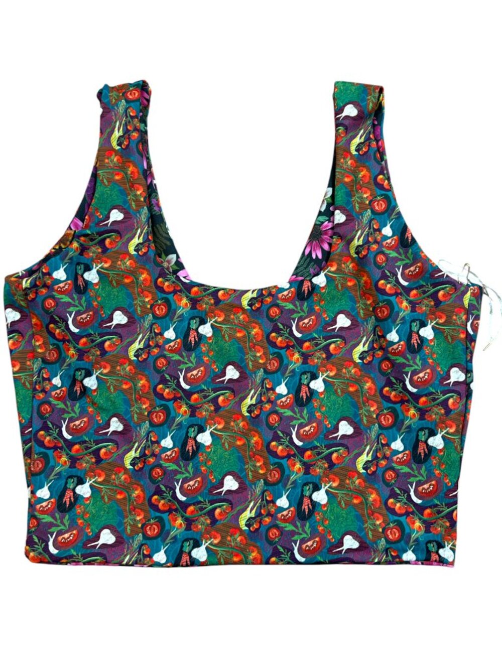 Youer Crop Top Tomatoes Vegetable Garden Print Small NWOT